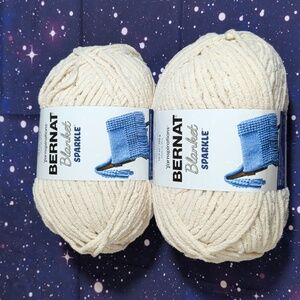 2 Brand New Skeins Bernat Blanket SPARKLE Yarn BEIGE SPARKLE Smoke Free HTF